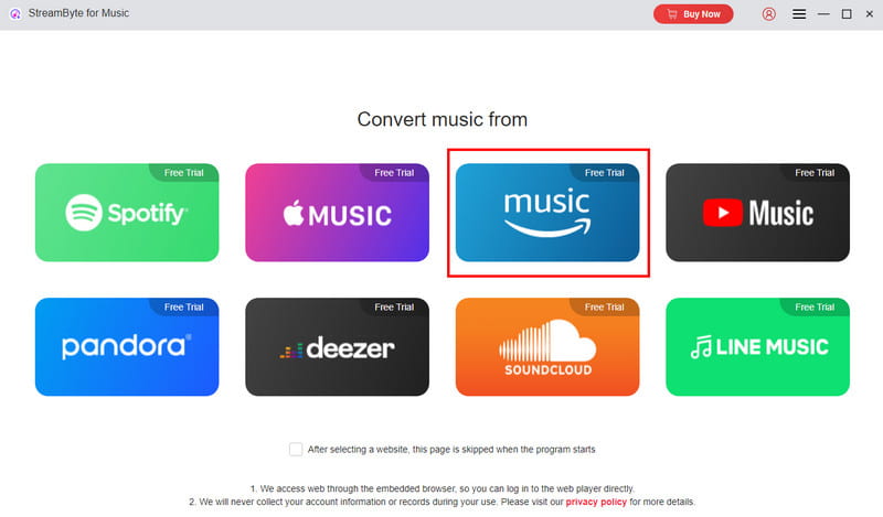 Choose Amazon Music On The Main IOnterface