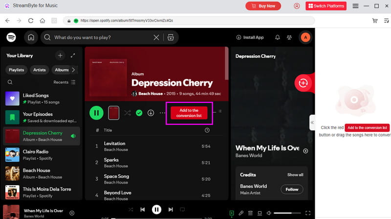 Add Covnersion List Streambyte