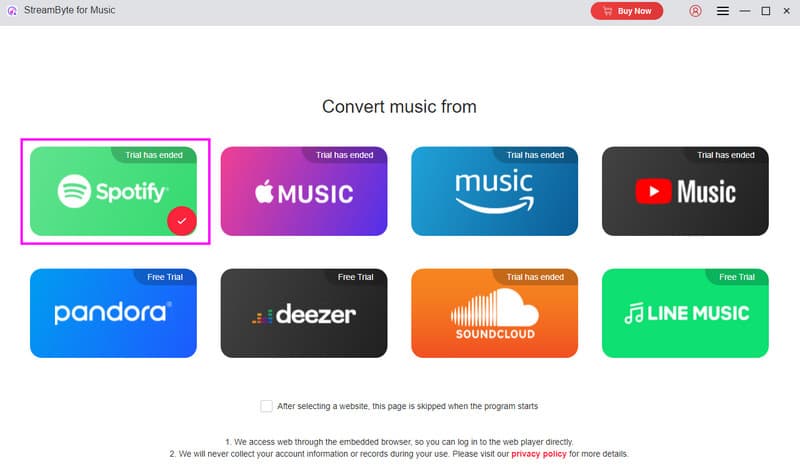 Click Spotify Platform Streambyte