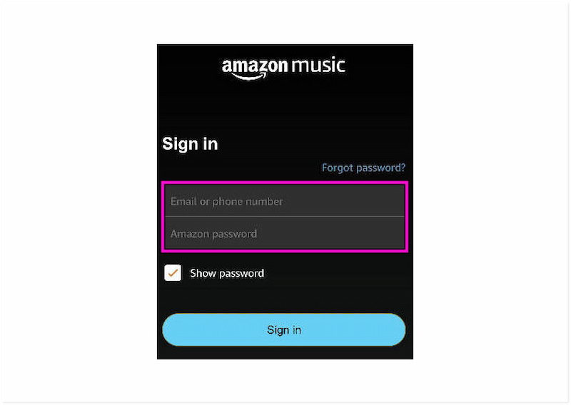 Enter Amazon Account