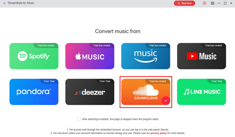 Click Soundcloud Platform Streambyte