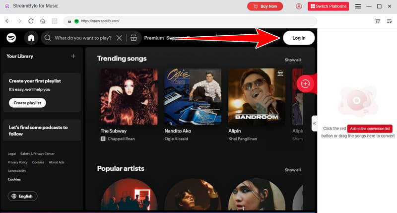 Log In Button Streambyte