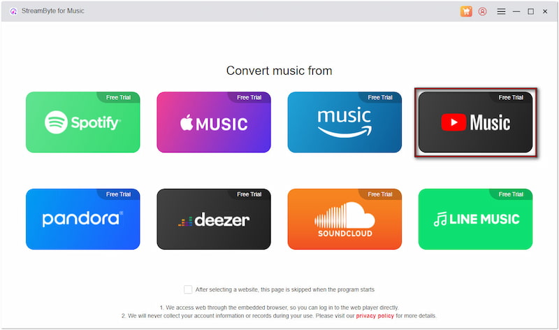 Select Youtube Music