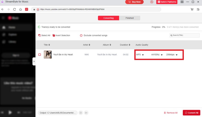 Adjust Output Parameters Streambyte