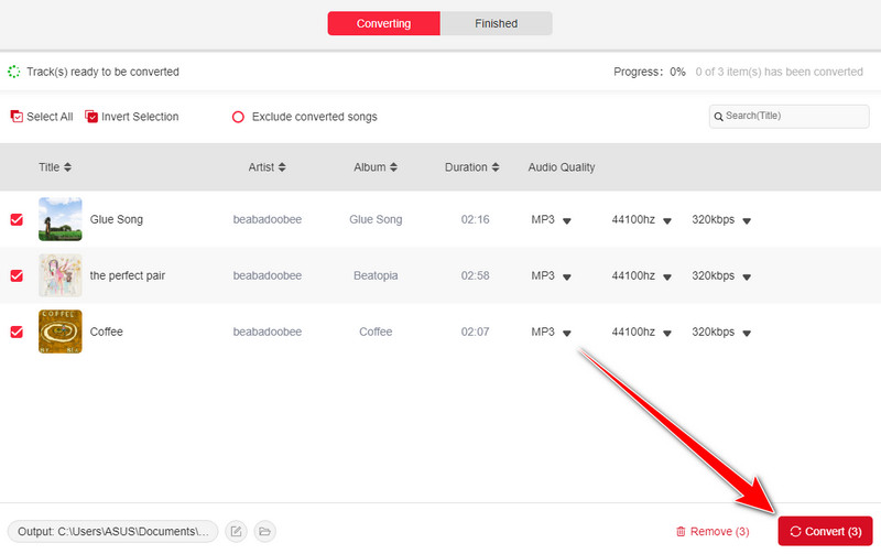Convert Button Below Streambyte