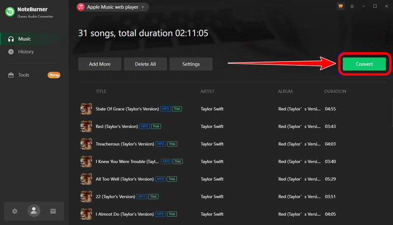Convert Button Noteburner