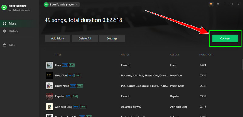 Click Convert Button Noteburner