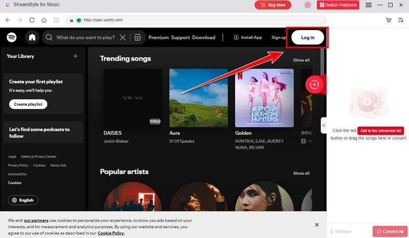 Log In Spotify Account Streambyte