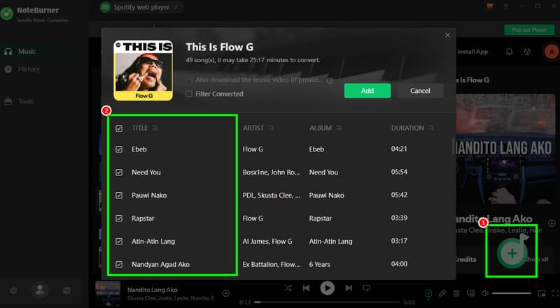 Plus Select Music Noteburner
