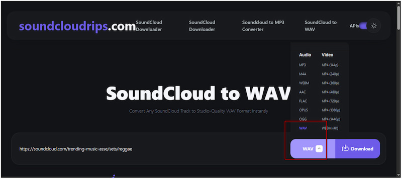 Choose WAV Format