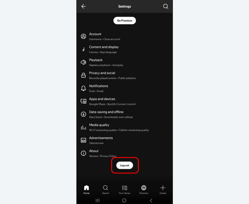 Log Out In Spotify Account