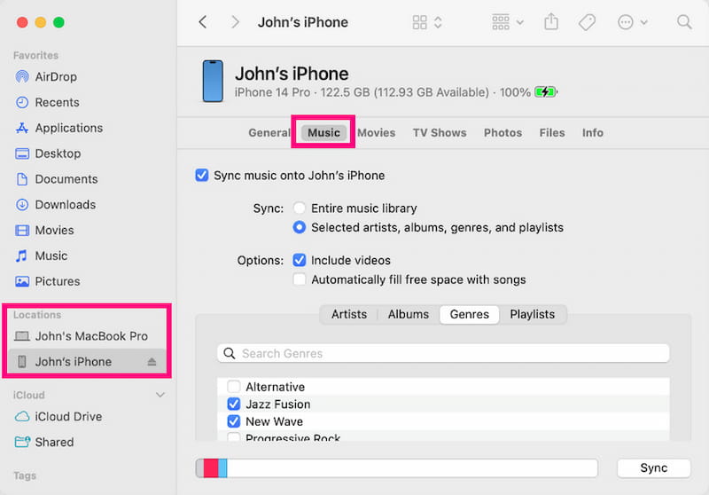 Transfer Music To iPhone Via A Usb Cable With Finder