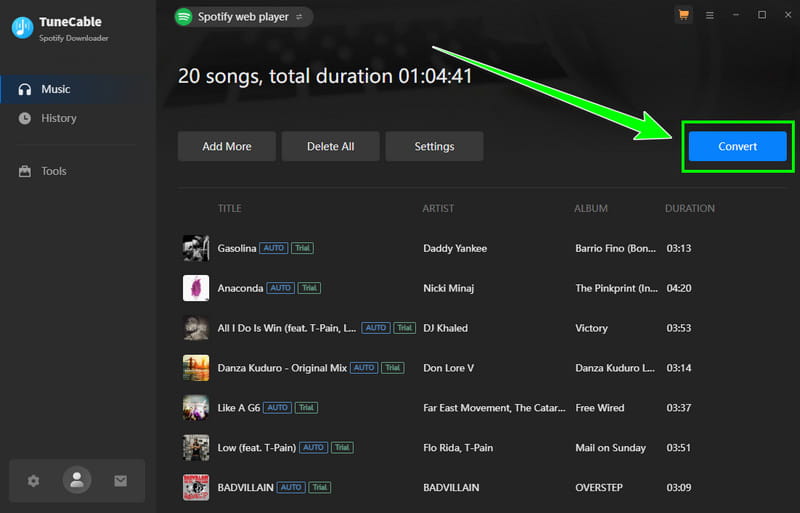 Convert Button Tunecable