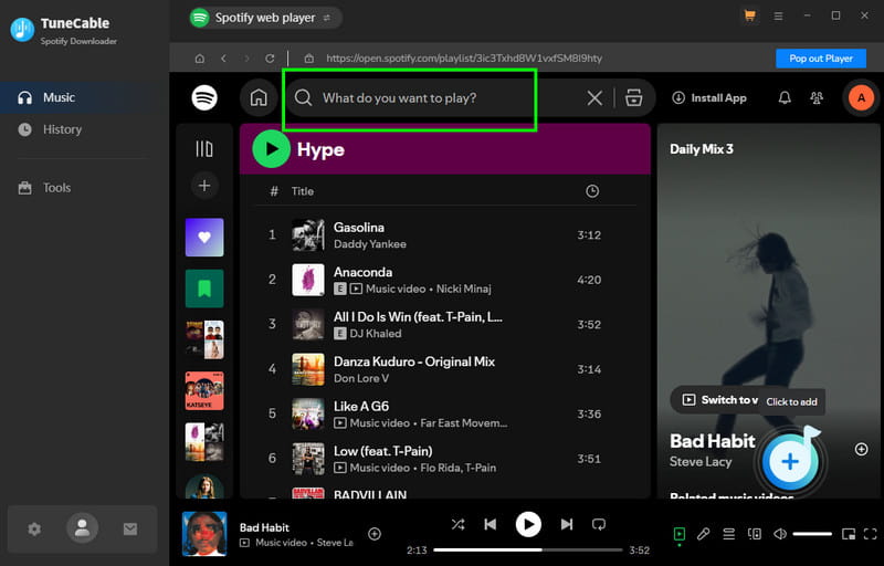 Search Bar Section Tunecable