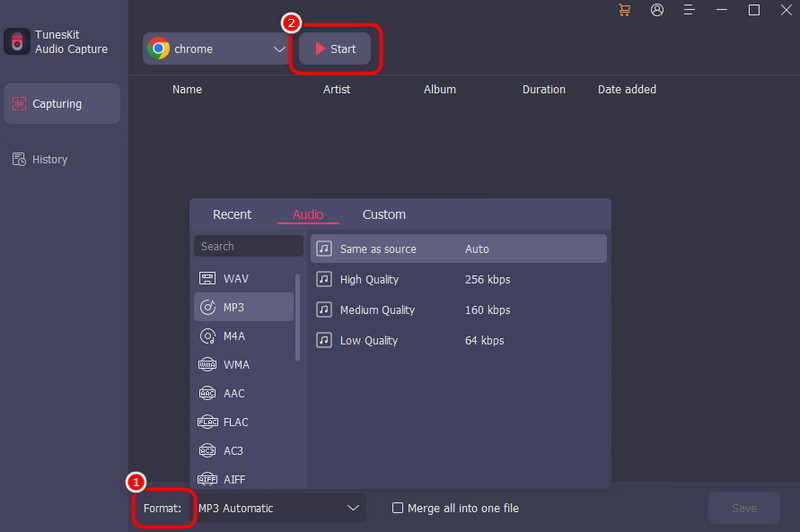 Format Start Tuneskit
