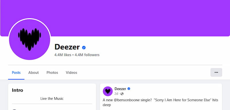 Deezer Facebook