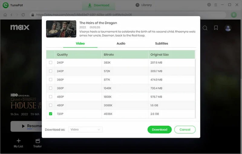 Tunepat Hbomax Video Downloader